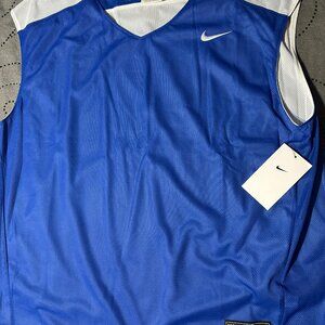 NIKE LACROSE REVERSIBLE R. BLUE WHITE SLEEVELESS V COLLAR SHIRT SIZE XL OR L MEN